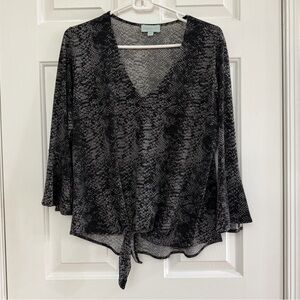 Veronica M Black and Gray Snakeskin Blouse